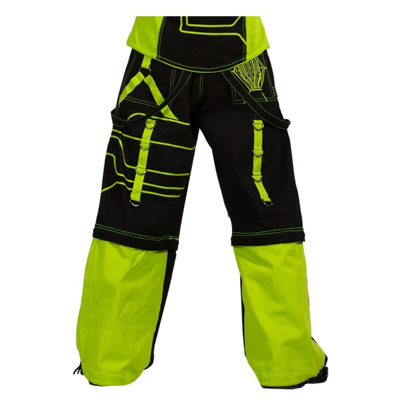 Men Gothic Trouser Black Yellow Fear Pants Black Baggy Cyber Rave Style Trousers Pant